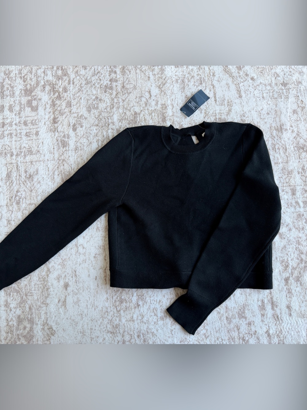 Abercrombie & Fitch Black Cropped Crew Sweater